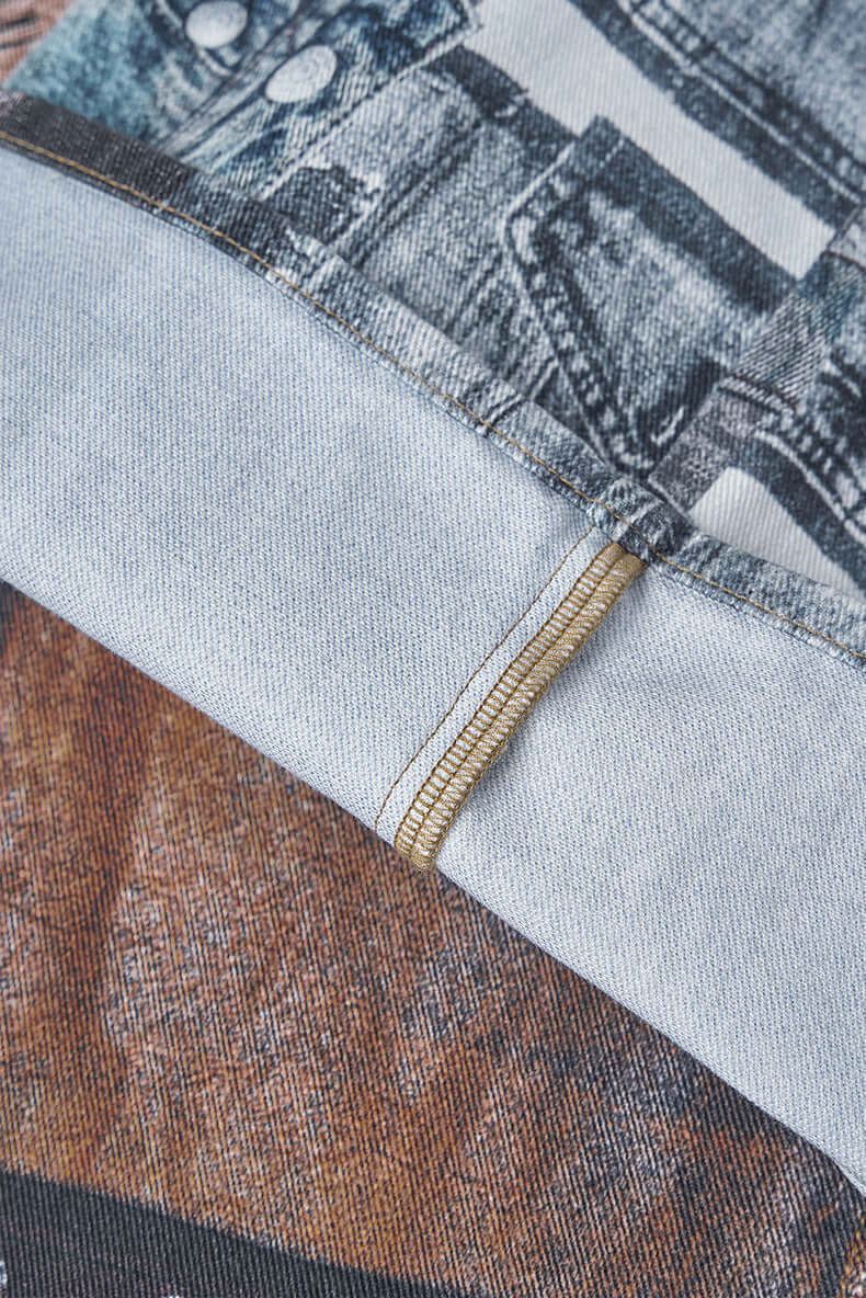 Women's Wide Leg Patchwork Print Trousers