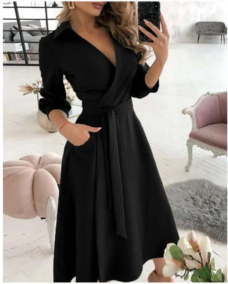 Women's Elegant Wrap Midi Dress