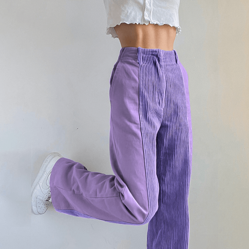 Women's High-Waisted Corduroy Wide Leg Trousers