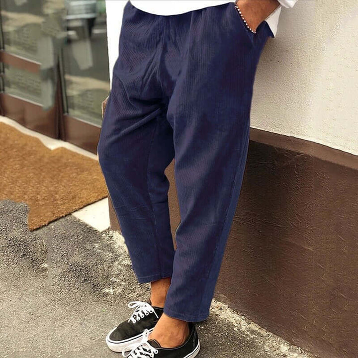 Men's Ribbed Cropped Trousers - Casual Style