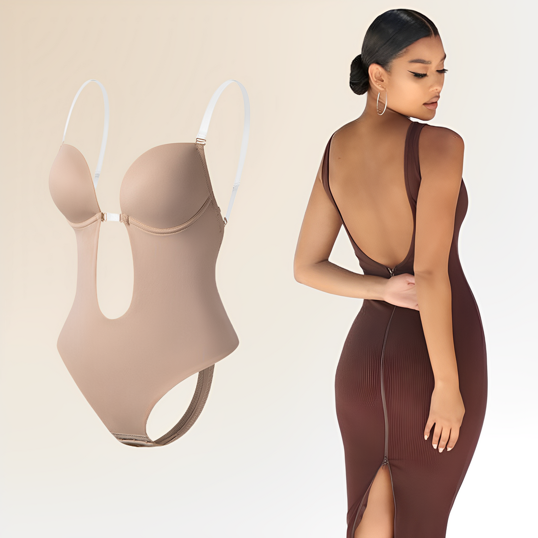 Elegant backless women's bodysuit bra, seamless support, smooth silhouette, versatile lingerie, perfect for any occasion.