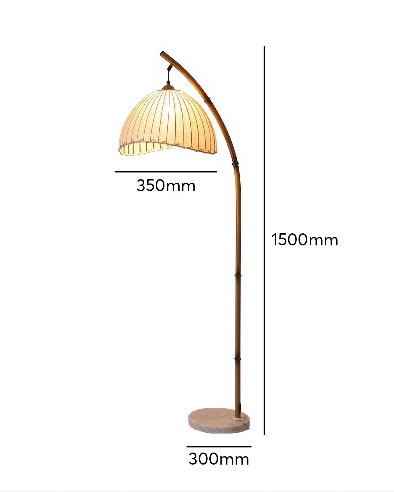 Elegant bamboo floor lamp with fabric shade, offering ambient lighting for a relaxing ambiance in home decor settings.
