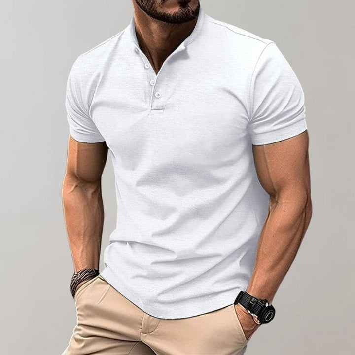 Elegant men's casual polo shirt in a classic design, showcasing multiple color options for versatile styling.