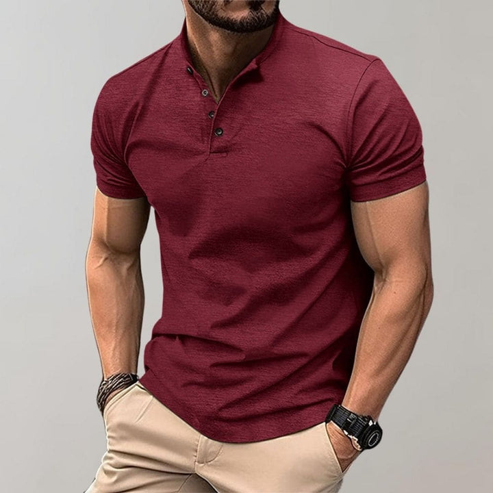Elegant men's casual polo shirt in a classic design, showcasing multiple color options for versatile styling.