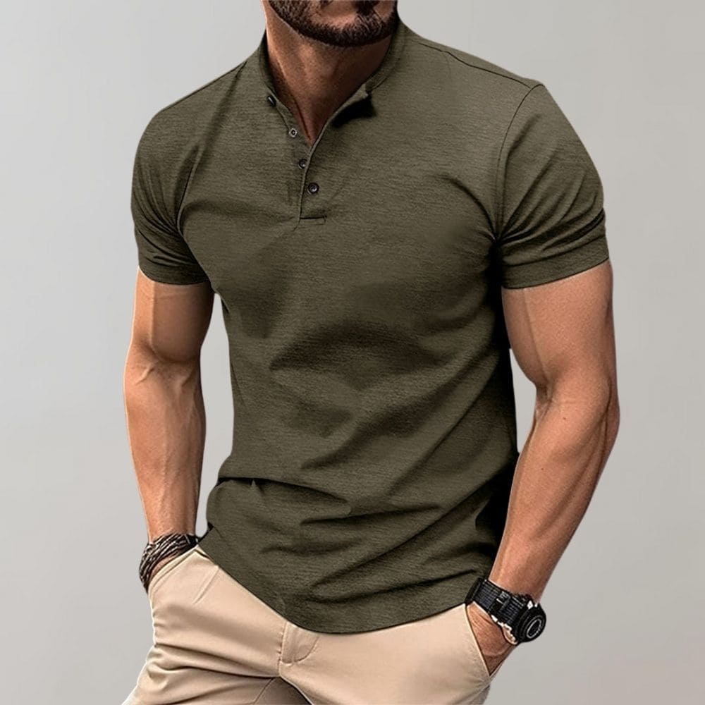 Elegant men's casual polo shirt in a classic design, showcasing multiple color options for versatile styling.
