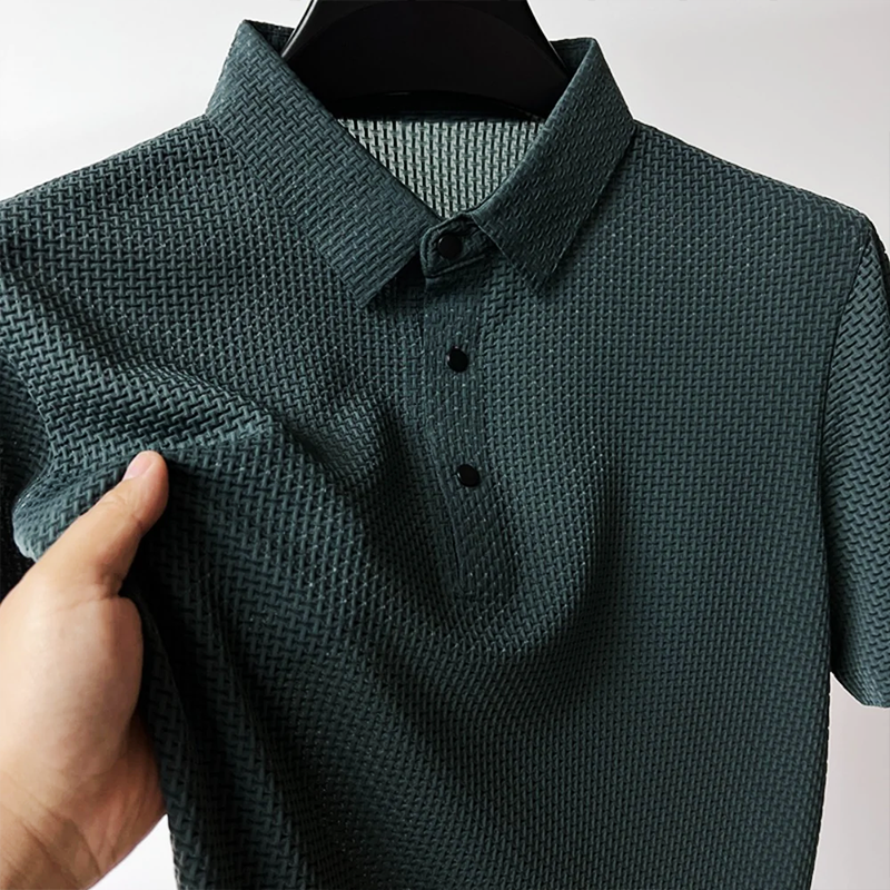 "Elegant men's polo shirt, summer-ready, sleek design in soft, breathable fabric for a stylish, sophisticated look."