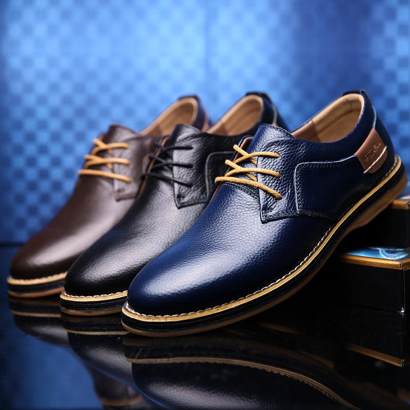 "Elegant men's premium leather Oxford dress shoes, classic formal wear with polished look, ideal for business attire."