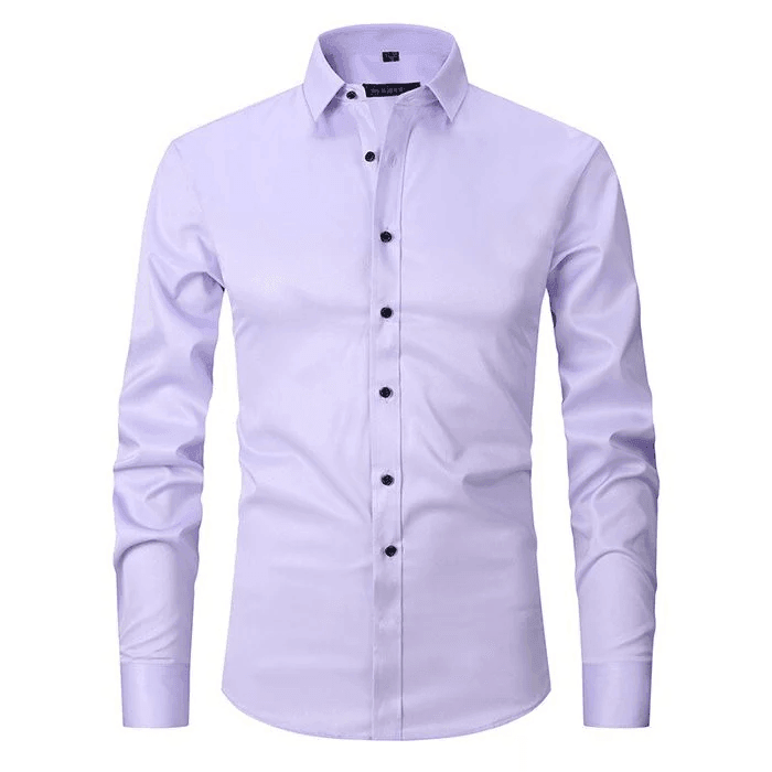 "Elegant men's slim fit dress shirt with long sleeves, showcasing modern style and premium fabric in versatile color options.