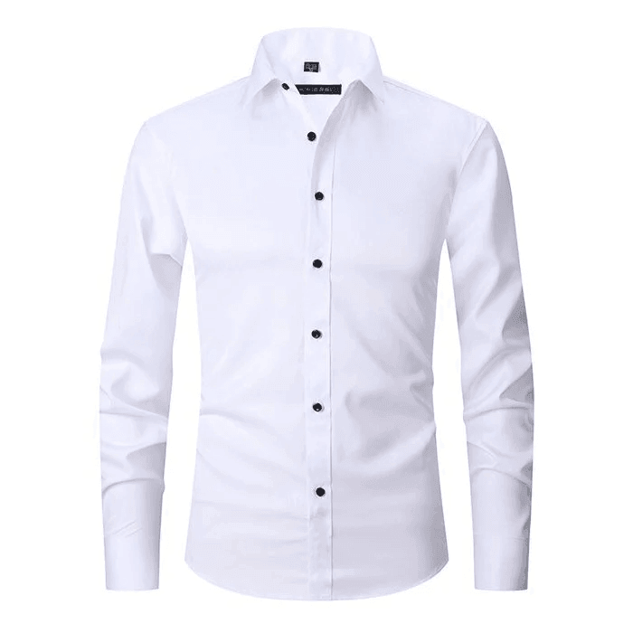 "Elegant men's slim fit dress shirt with long sleeves, showcasing modern style and premium fabric in versatile color options.