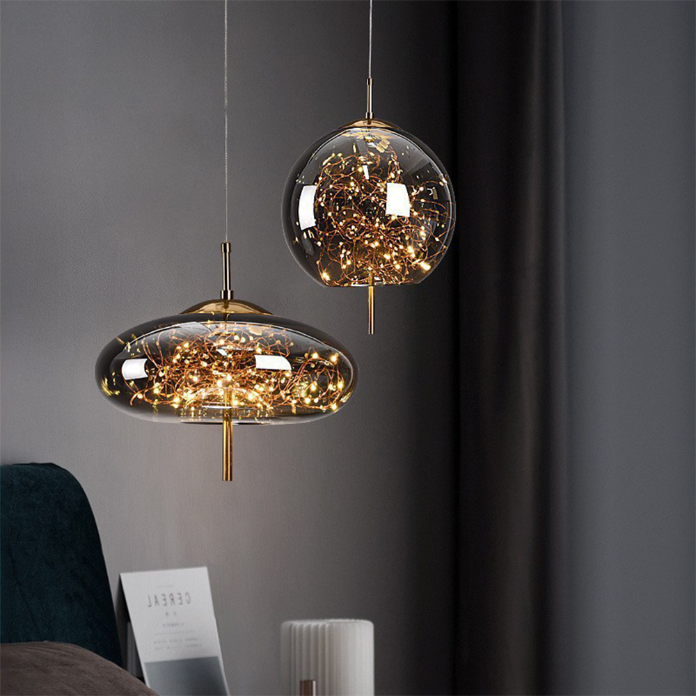 Elegant Scandinavian LED pendant light with sleek glass design; perfect for modern spaces, enhancing ambiance with soft glow.