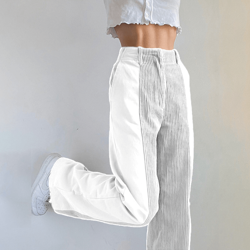 Women's High-Waisted Corduroy Wide Leg Trousers