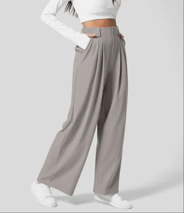 Women's Wide Leg Trousers - High Waist Tailored Fit