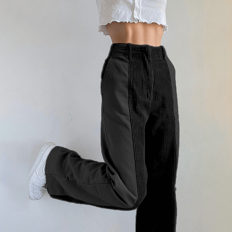 Women's High-Waisted Corduroy Wide Leg Trousers