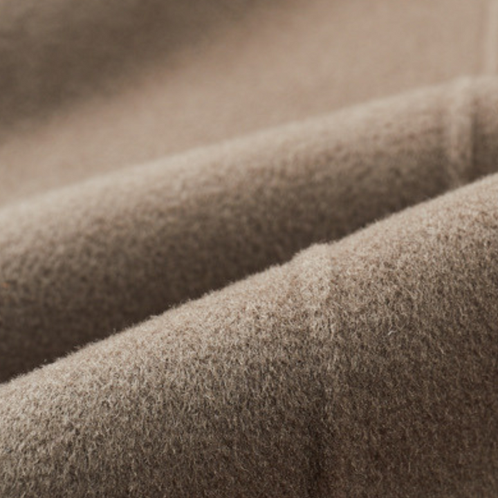 "Khaki men's wool blend overcoat, single-breasted, two-button style, tailored fit, perfect for winter warmth and elegance."