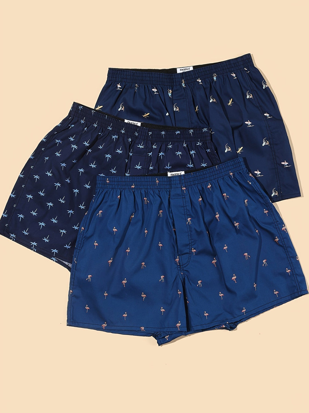 "Men's 100% cotton boxers with modern plant print, showcasing stylish comfort and breathability for daily wear."