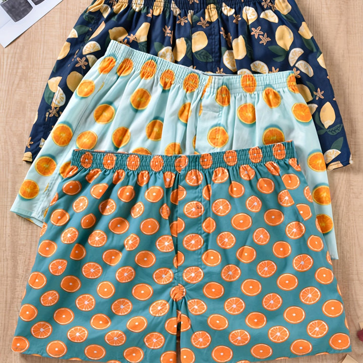 "Men's 100% cotton boxers with modern plant print, showcasing stylish comfort and breathability for daily wear."