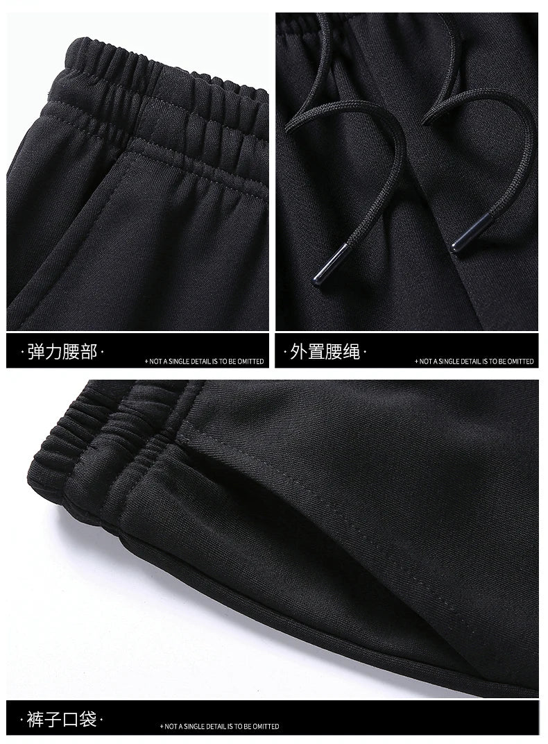 Men's athletic tracksuit set with zip-up jacket and joggers, black design, perfect for workouts and casual outings.