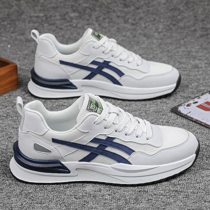 "Men's breathable mesh running shoes with rubber sole, featuring a mesh upper for ventilation and a durable rubber outsole."