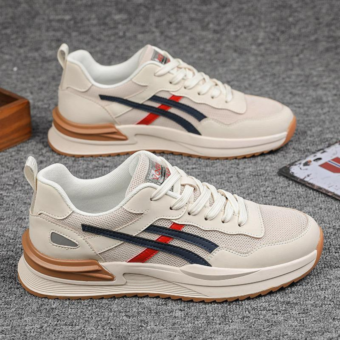 "Men's breathable mesh running shoes with rubber sole, featuring a mesh upper for ventilation and a durable rubber outsole."