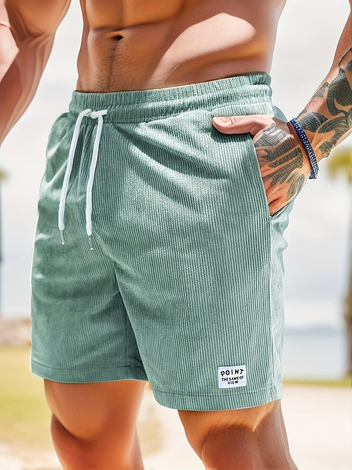 Men's breathable striped summer shorts in light fabric, ideal for hot weather, showcasing casual elegance and comfort.