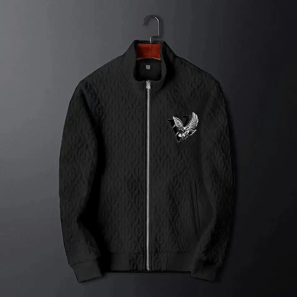 Men's cable-knit tracksuit set, full-zip jacket, drawstring pants, elegant and comfortable design, ideal for casual wear.