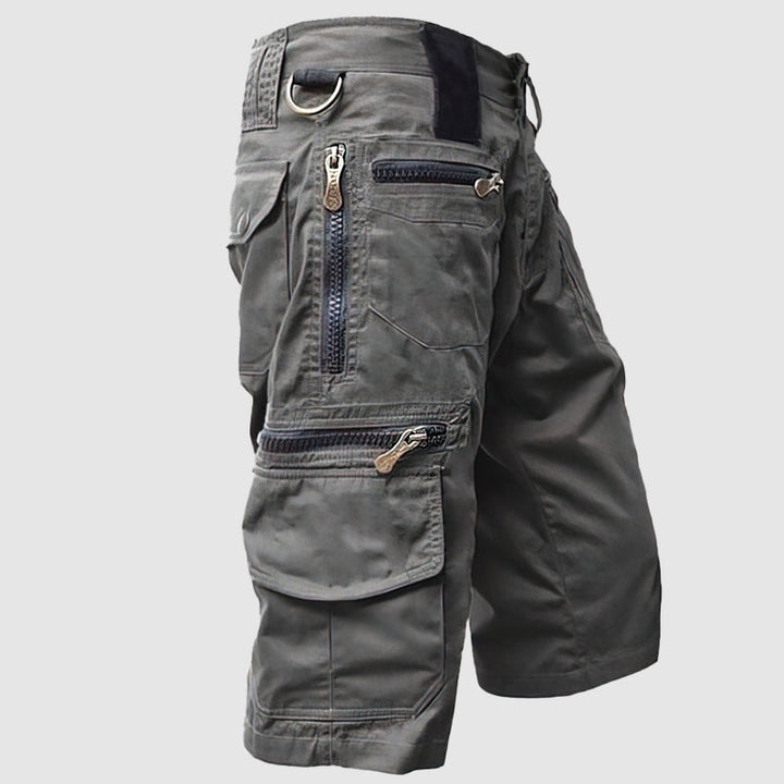 Men's Cargo Shorts, knee-length, multi-pocket utility design; rugged look, ideal for casual or outdoor activities.