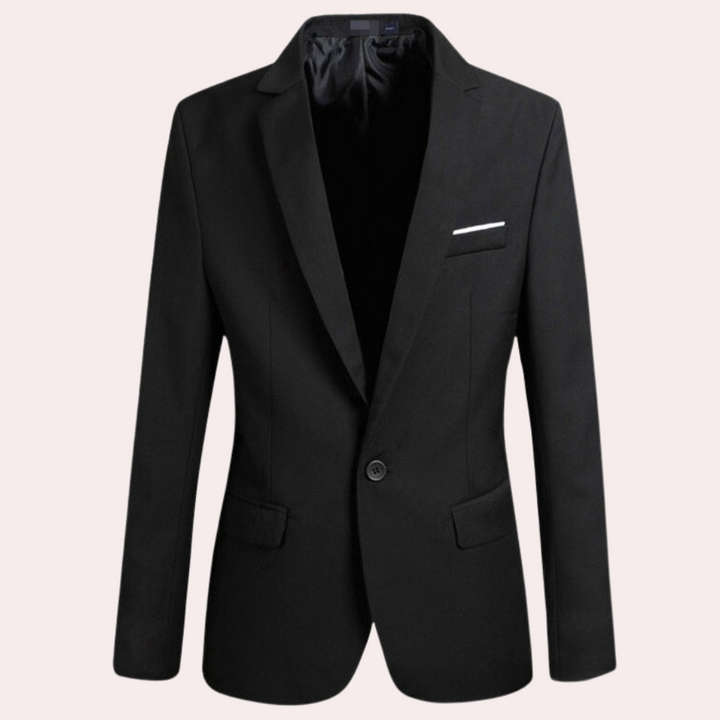 Men's casual blazer with modern silhouette, sleek lines, and relaxed fit in blue. Perfect for versatile, stylish wear.