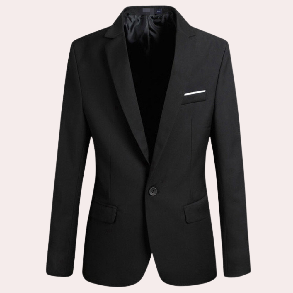 Men's casual blazer with modern silhouette, sleek lines, and relaxed fit in blue. Perfect for versatile, stylish wear.