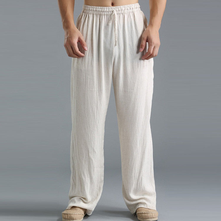 Men's casual comfort fit linen trousers, relaxed style in multiple colors, breathable fabric perfect for warm weather.