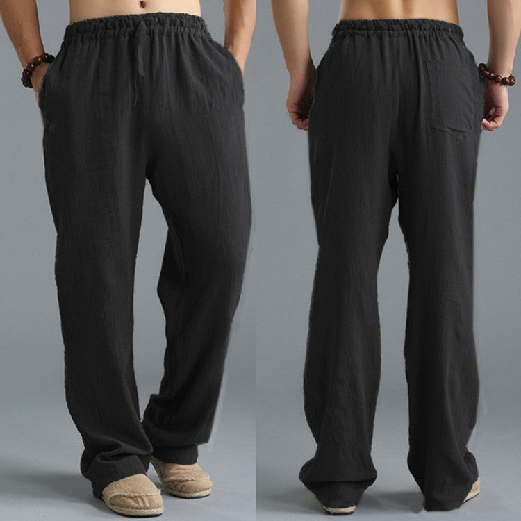 Men's casual comfort fit linen trousers, relaxed style in multiple colors, breathable fabric perfect for warm weather.