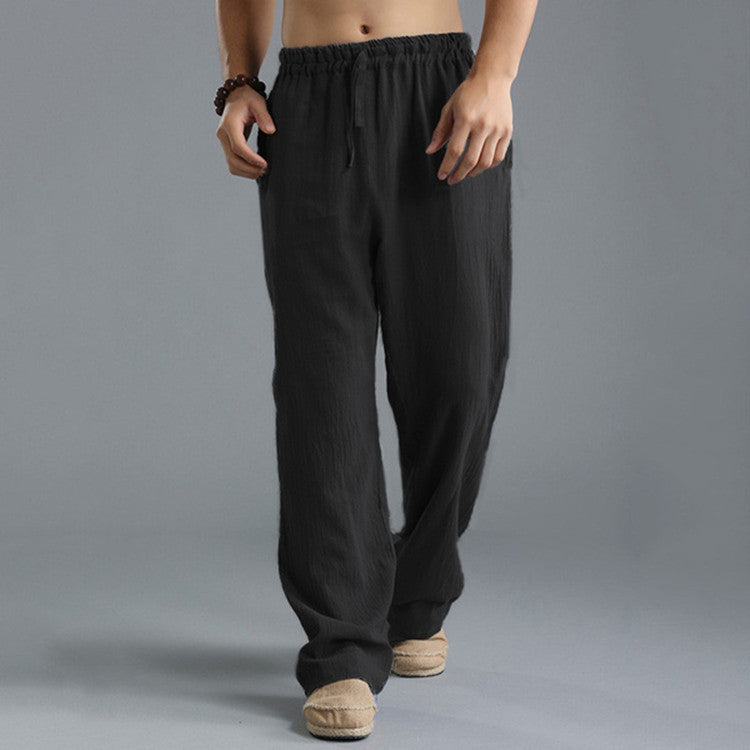Men's casual comfort fit linen trousers, relaxed style in multiple colors, breathable fabric perfect for warm weather.