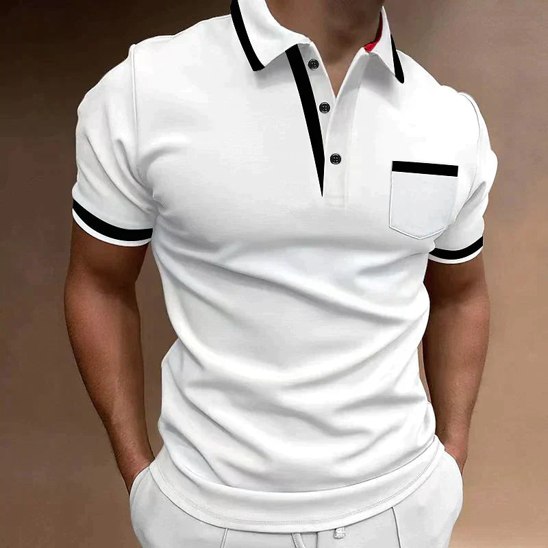 "Men's classic casual polo shirt, refined fit, versatile timeless design, ideal for business or casual wear, in soft fabric."