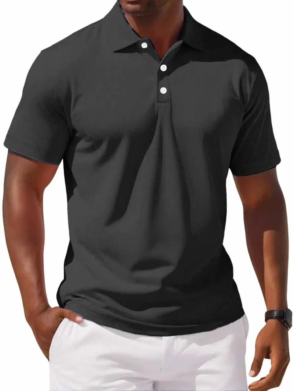 "Men's Classic Cotton Polo Shirt in blue, 100% cotton, classic fit, soft breathable fabric, versatile for casual wear."
