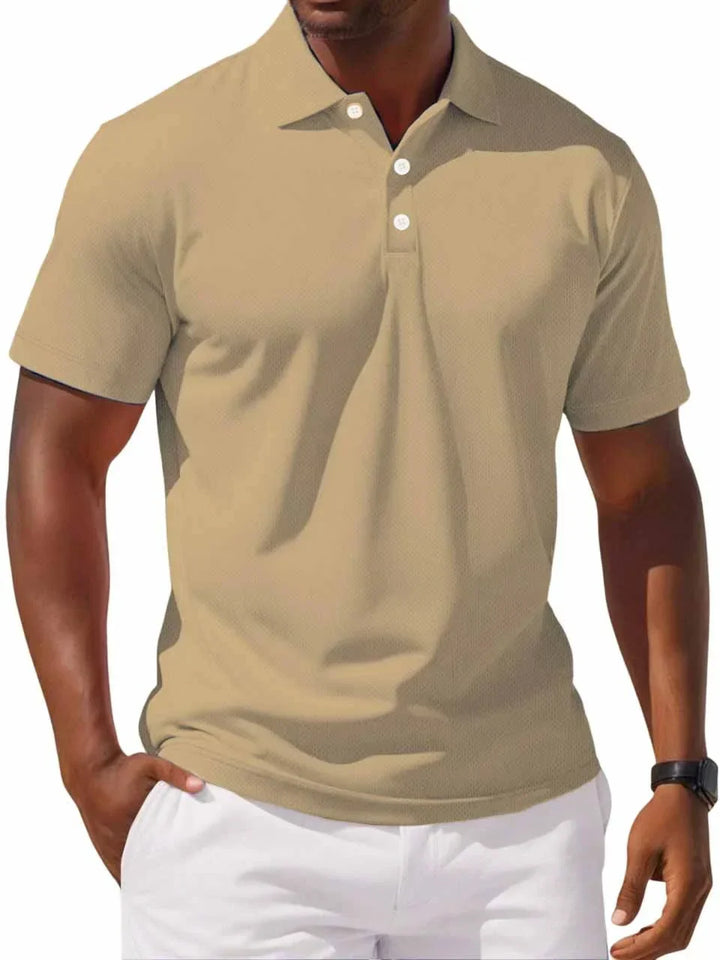 "Men's Classic Cotton Polo Shirt in blue, 100% cotton, classic fit, soft breathable fabric, versatile for casual wear."