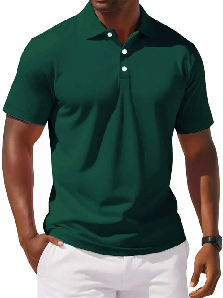 "Men's Classic Cotton Polo Shirt in blue, 100% cotton, classic fit, soft breathable fabric, versatile for casual wear."
