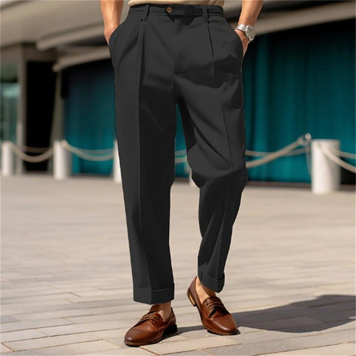 Men's classic linen trousers offering a sleek fit, versatile styling, and comfort, ideal for business or casual wear.