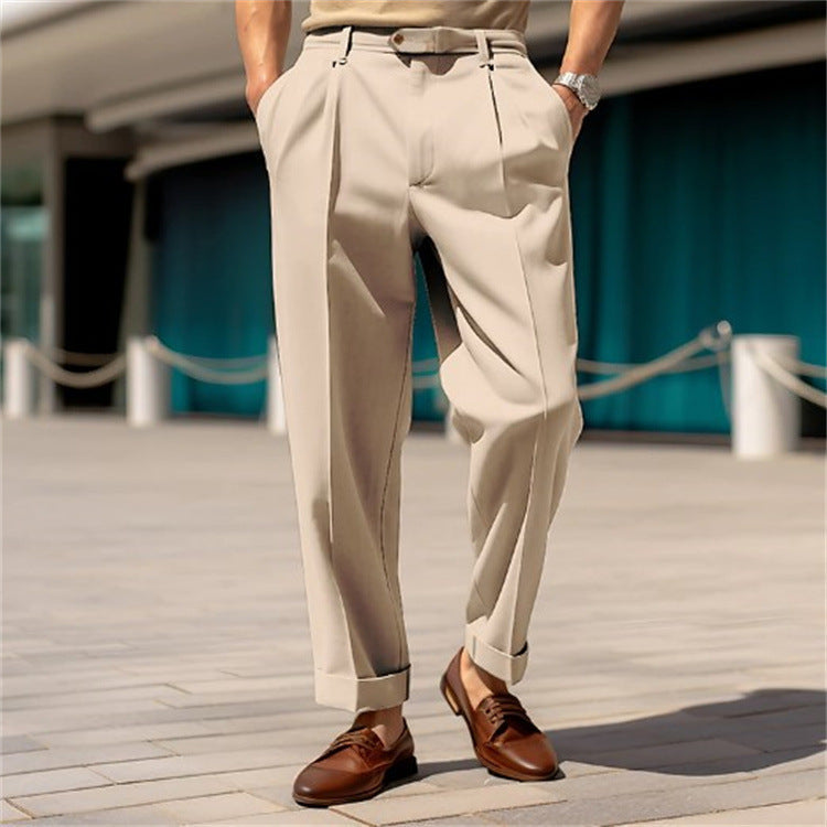 Men's classic linen trousers offering a sleek fit, versatile styling, and comfort, ideal for business or casual wear.