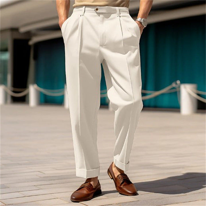Men's classic linen trousers offering a sleek fit, versatile styling, and comfort, ideal for business or casual wear.