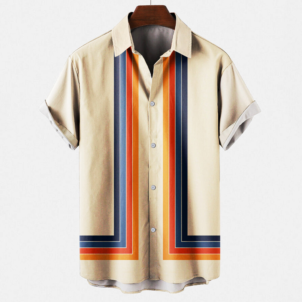 "Men's classic retro style shirt in solid color, featuring vintage charm with versatile fit, ideal for casual and smart-casua
