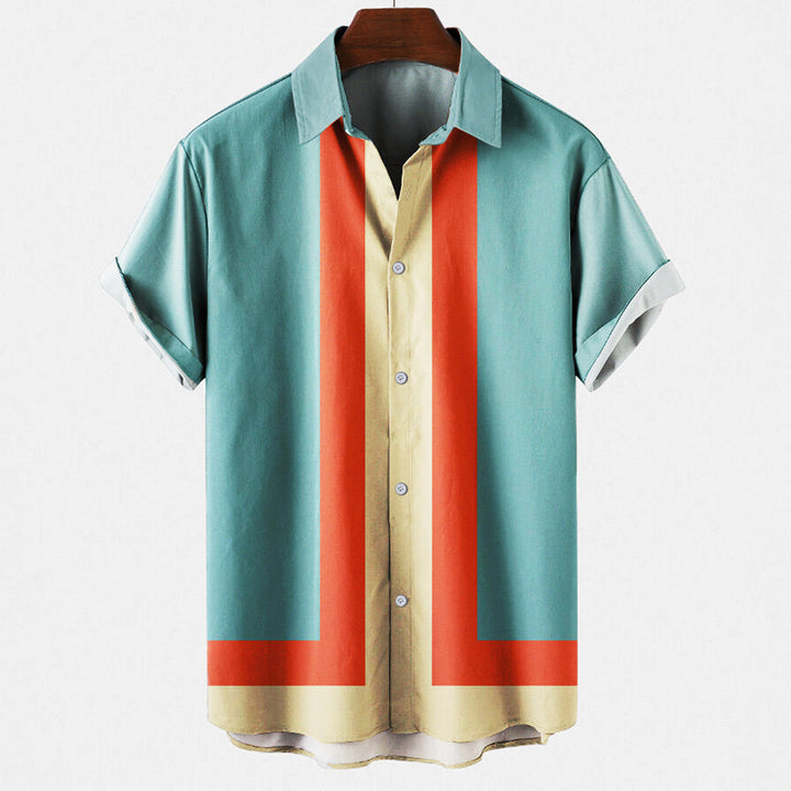 "Men's classic retro style shirt in solid color, featuring vintage charm with versatile fit, ideal for casual and smart-casua