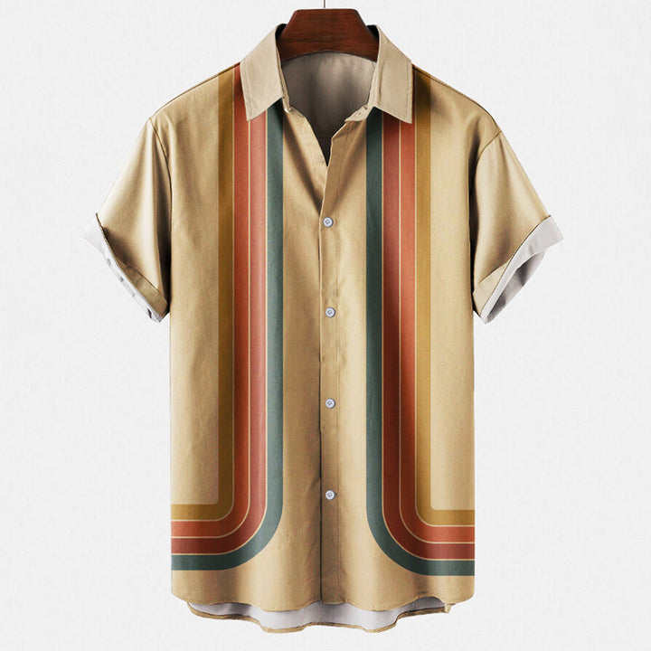 "Men's classic retro style shirt in solid color, featuring vintage charm with versatile fit, ideal for casual and smart-casua