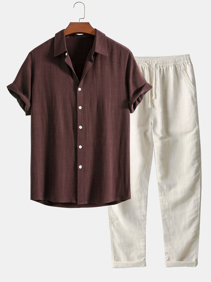"Men's Classic Summer Short Set, stylish coordinated outfit with breathable fabric for effortless chic summer look."