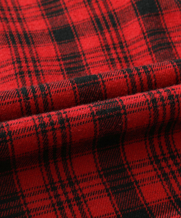 Men's denim wanderer jacket, flannel-lined, brown color, dual chest pockets, button-front closure, rugged and stylish.