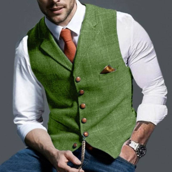 Men's elegant formal vest, classic colors, sleek design, perfect for business and formal events, versatile sophistication.