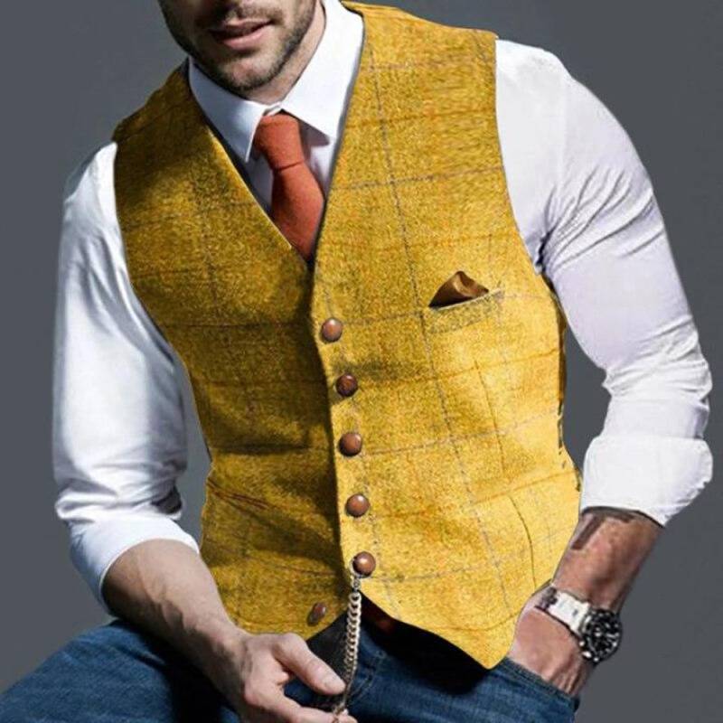 Men's elegant formal vest, classic colors, sleek design, perfect for business and formal events, versatile sophistication.