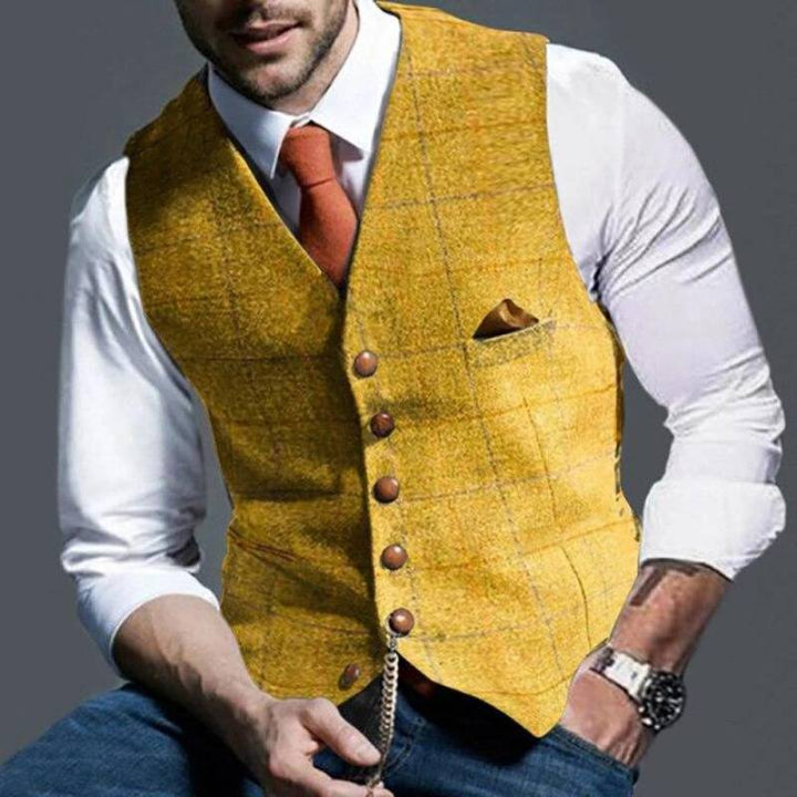 Men's elegant formal vest, classic colors, sleek design, perfect for business and formal events, versatile sophistication.
