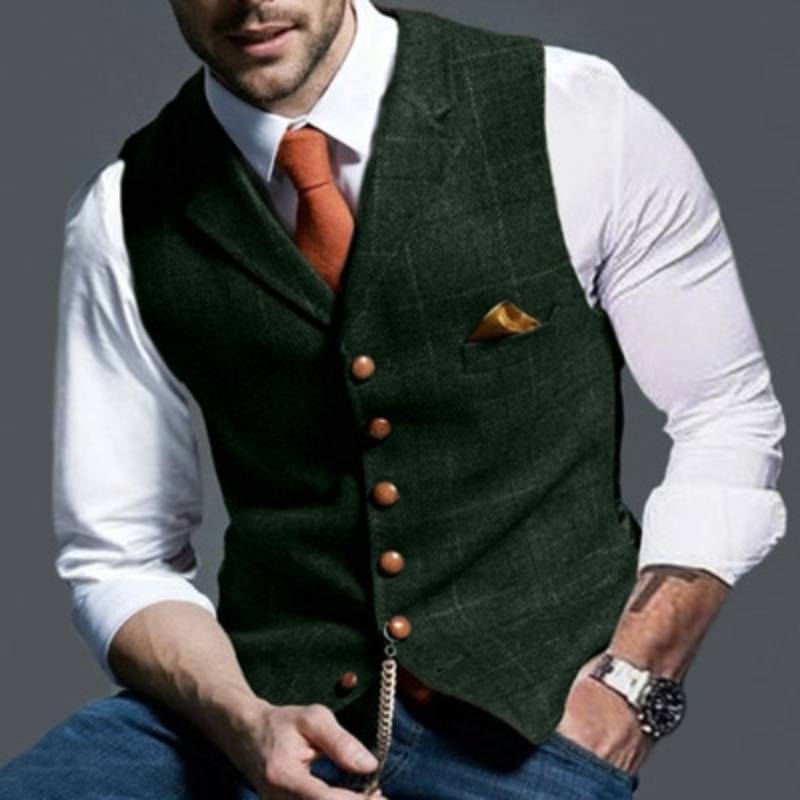 Men's elegant formal vest, classic colors, sleek design, perfect for business and formal events, versatile sophistication.