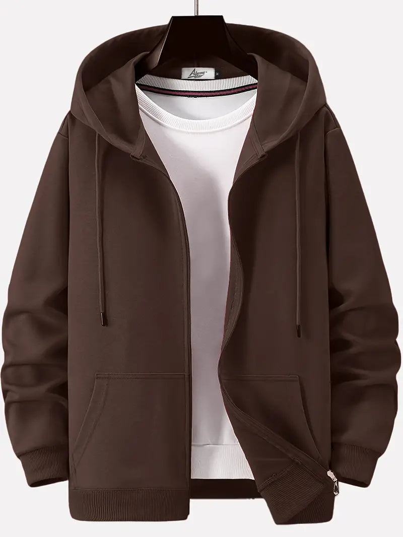 "Men's lightweight spring hoodie, soft cotton-polyester blend, relaxed fit with modern style for versatile casual wear."