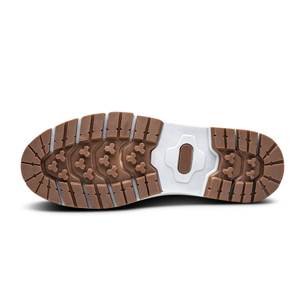 Men's mid-calf waterproof insulated snow boots with brown synthetic exterior and plush lining for winter warmth and protectio