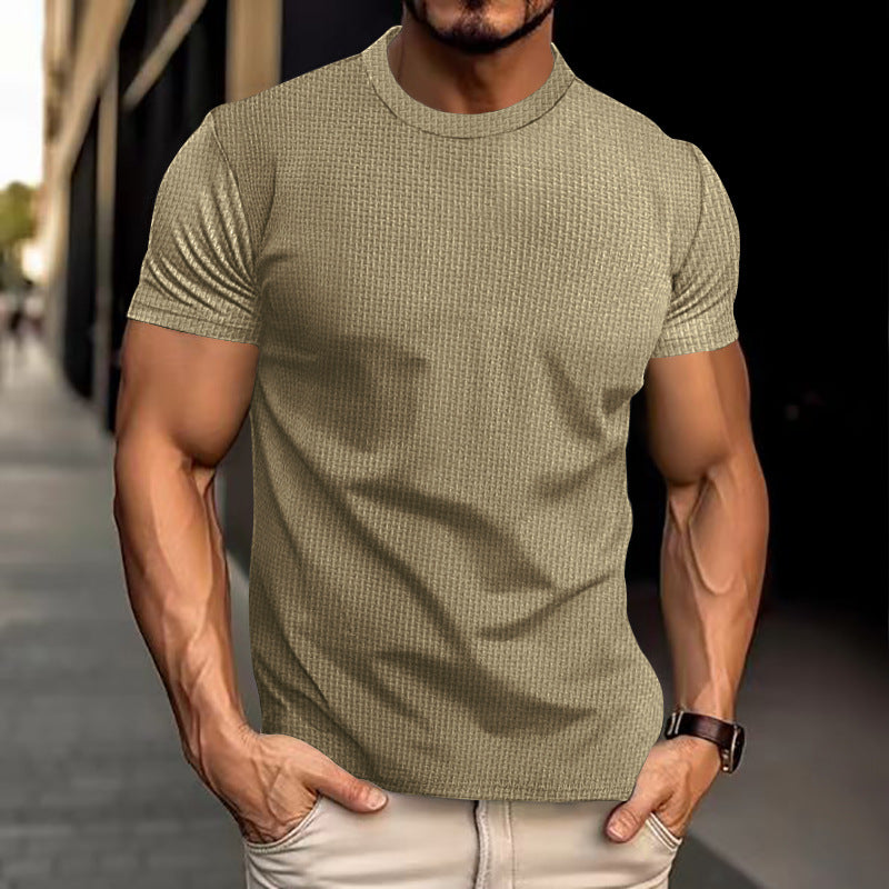 "Men's regular fit casual t-shirt in navy, front view, breathable fabric, classic design for versatile wear."